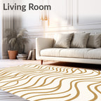 Wavy Lines Gold Pattern Rug