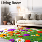 Vibrant Meadow Floral Garden Pattern Rug