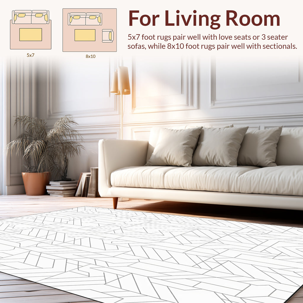 Abstract Geometric Line Art Pattern Rug