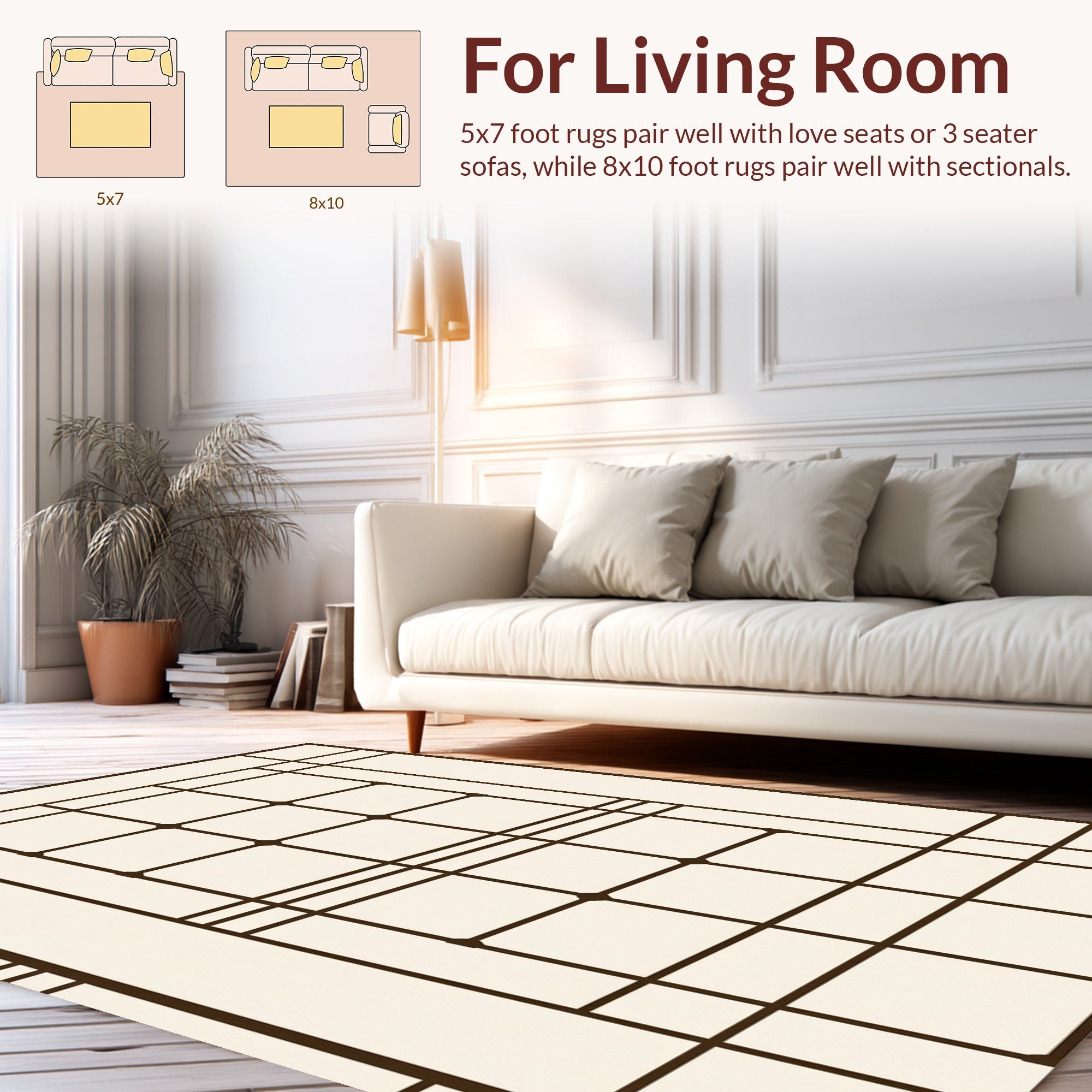 Modern Geometric Grid Pattern Rug