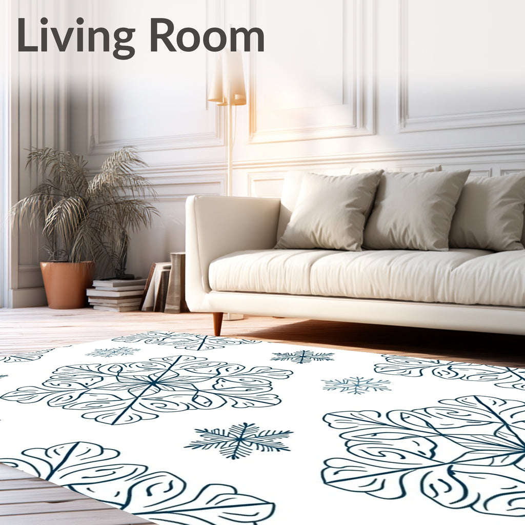 Elegant Snowflake Patterned Design Rug