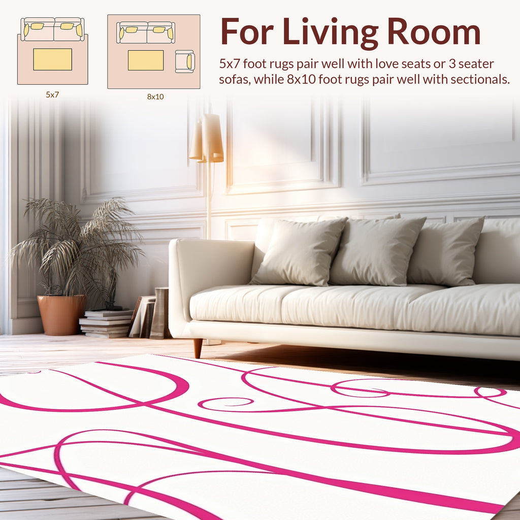 Bold Pink Script Abstract Pattern Rug