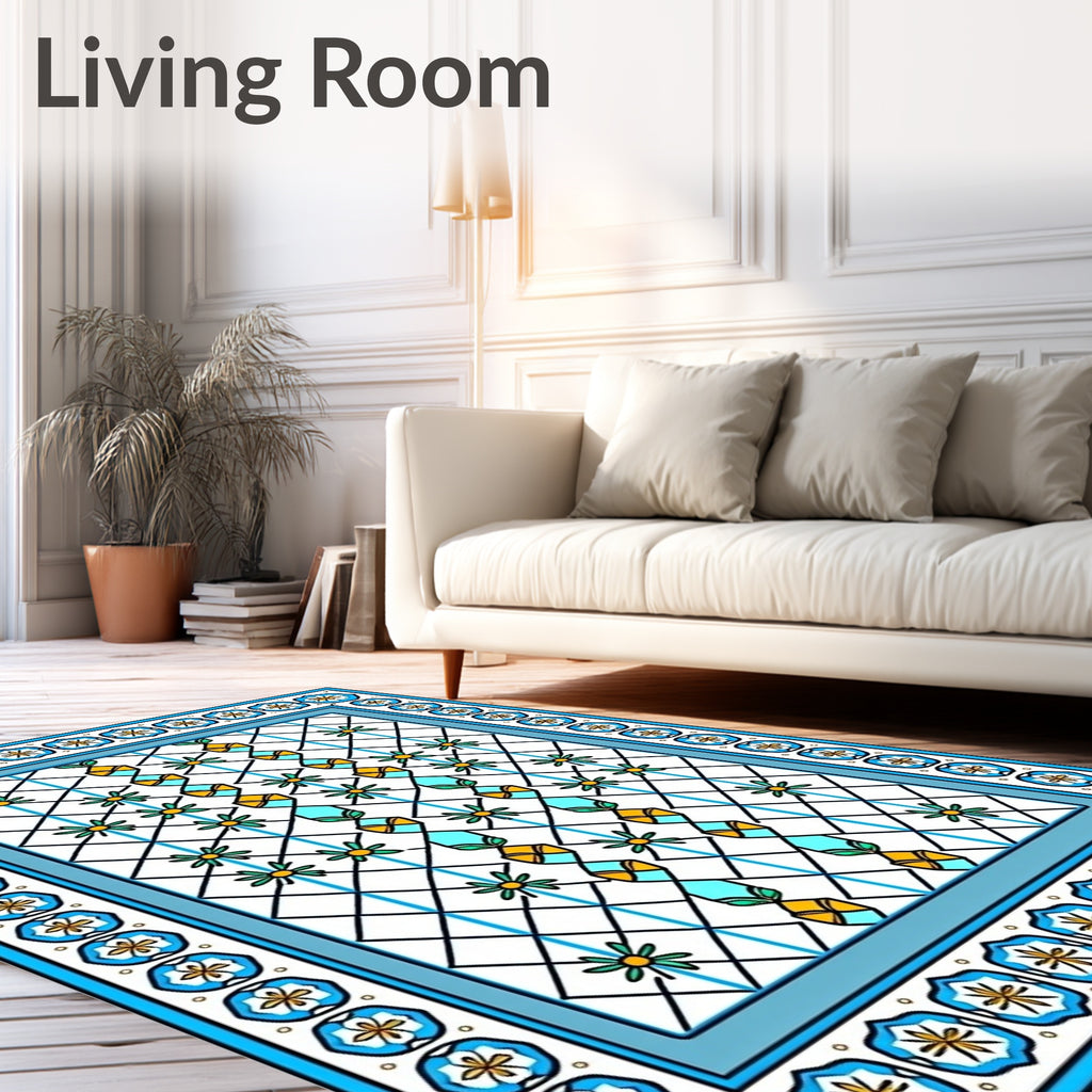 Geometric Floral Lattice Pattern Rug