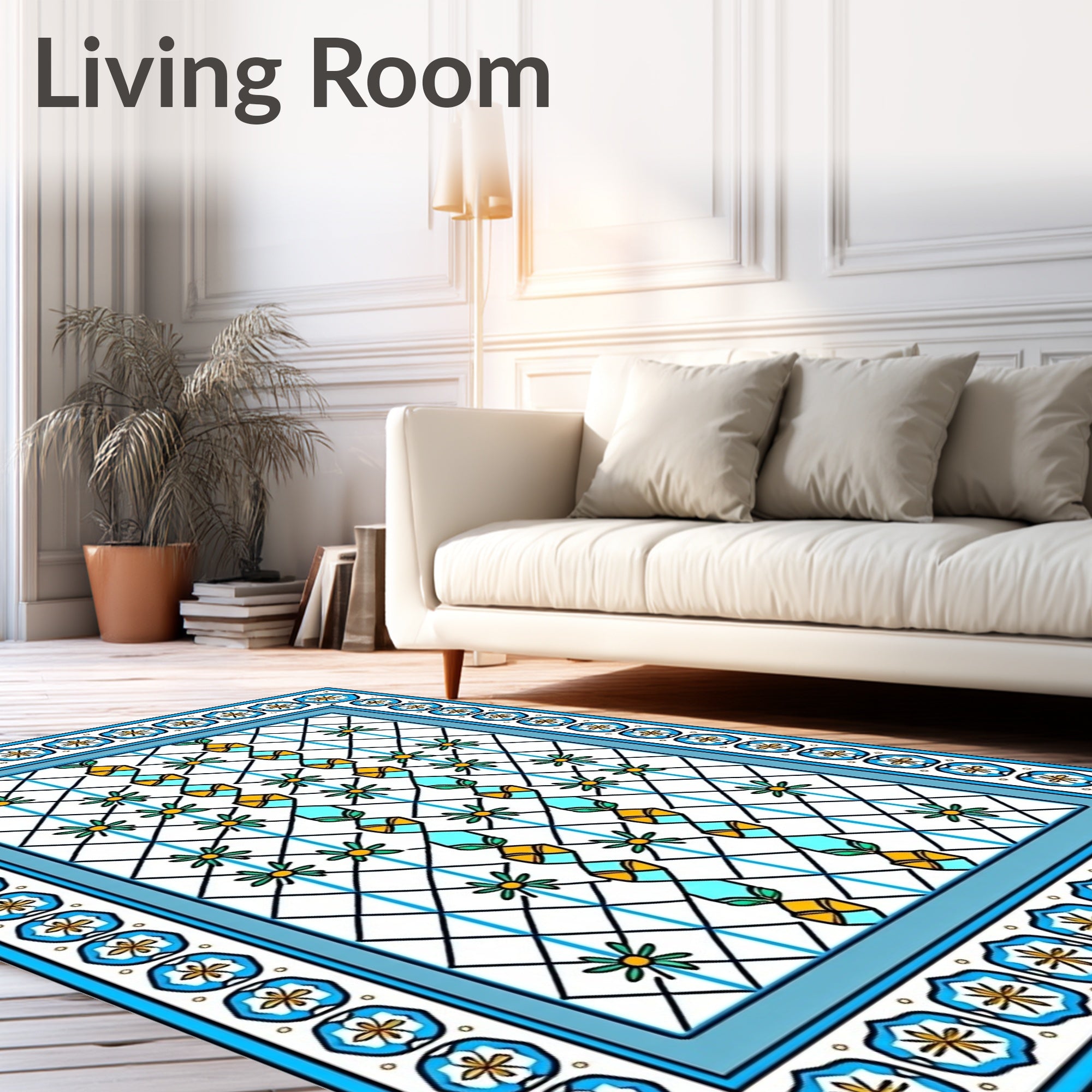 Geometric Floral Lattice Pattern Rug