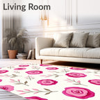 Pink Floral Branches Watercolor Pattern Rug