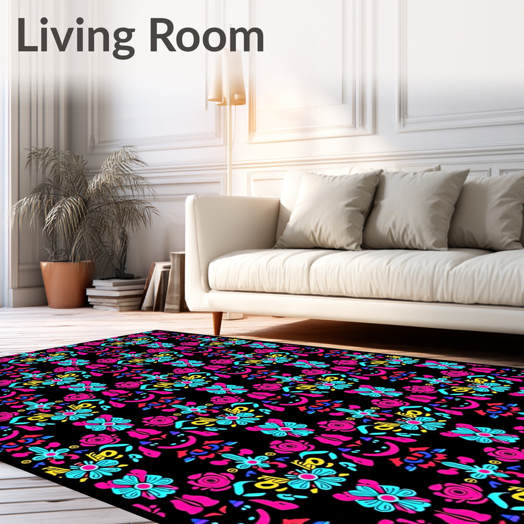 Vibrant Floral Pattern Design Rug