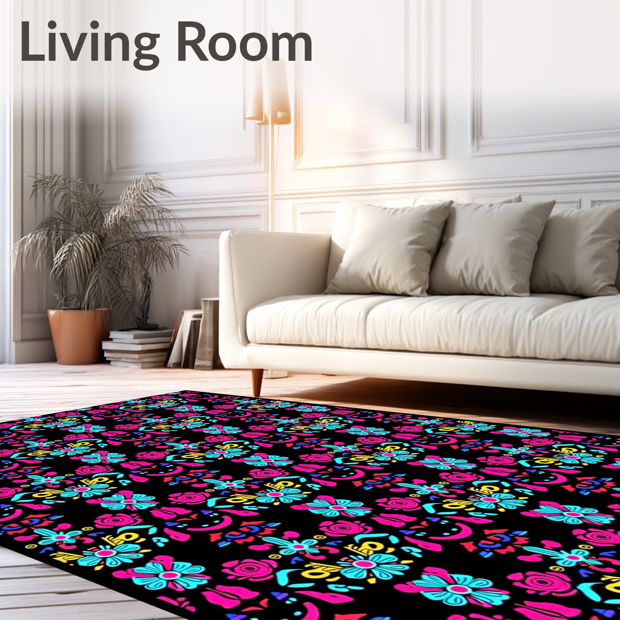 Vibrant Floral Pattern Design Rug