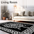 Monochromatic Intricate Circular Mandala Design Rug