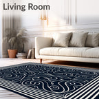 Intricate Lines Swirling Border Design Rug