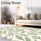 Green Leaf Patterned Elegant Design Rug