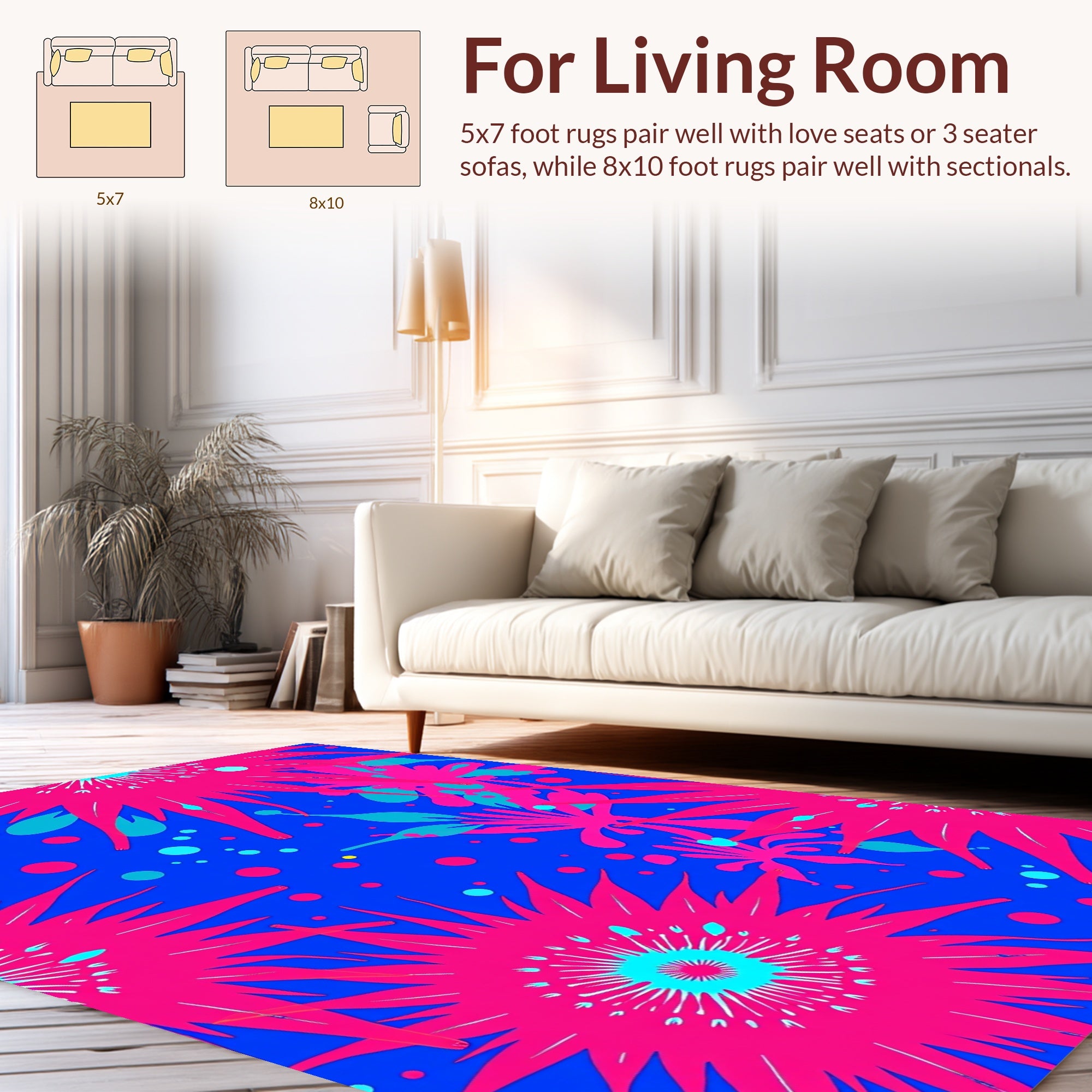 Bold Floral Print With Bubbles Rug
