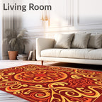 Rich Red Gold Swirl Mandala Rug