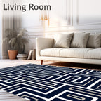 Maze Pattern White Sand Lines Rug