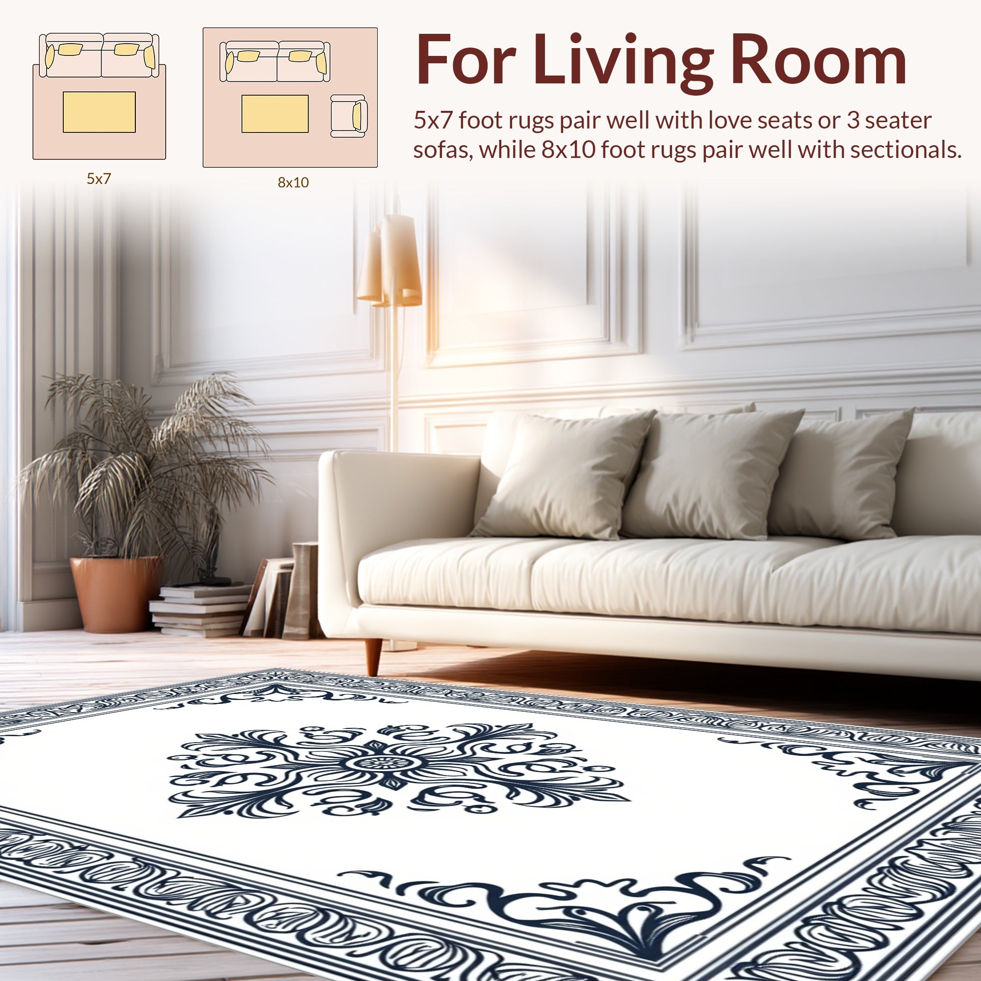 Classic Floral Medallion Border Design Rug