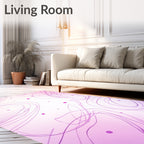 Abstract Swirls Pink Polka Dot Design Rug