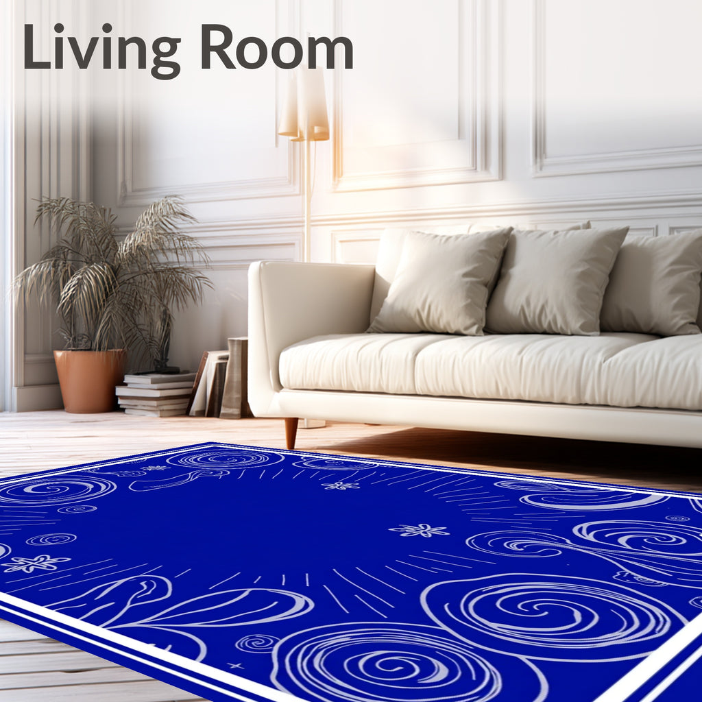 Whimsical Blue Swirl Starburst Rug