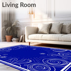 Whimsical Blue Swirl Starburst Rug