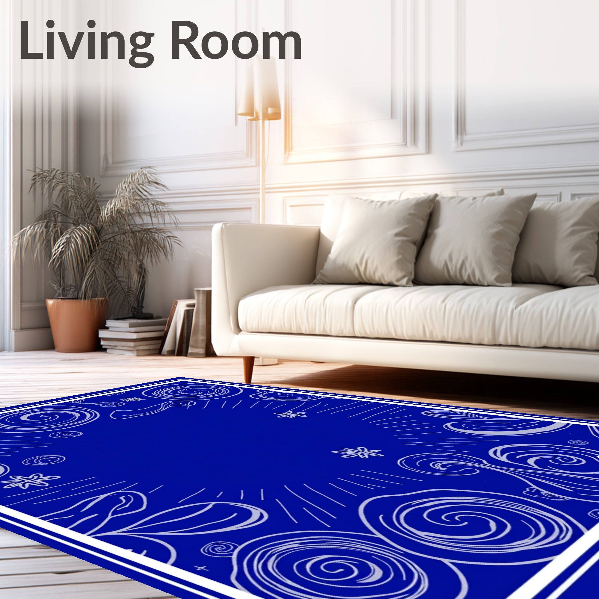Whimsical Blue Swirl Starburst Rug