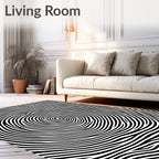 Black White Abstract Swirl Rug