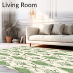 Green Floral Diamond Patterned Vintage Rug