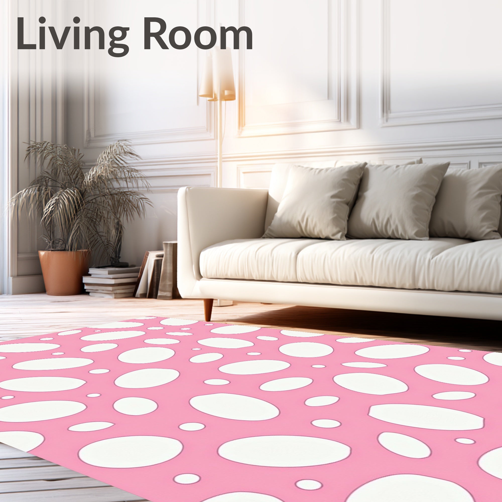 Pink Abstract Oval Pattern Rug