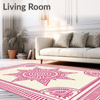 Radiant Sunburst Geometric Border Rug