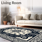 Ornate Floral Scrollwork Pattern Rug