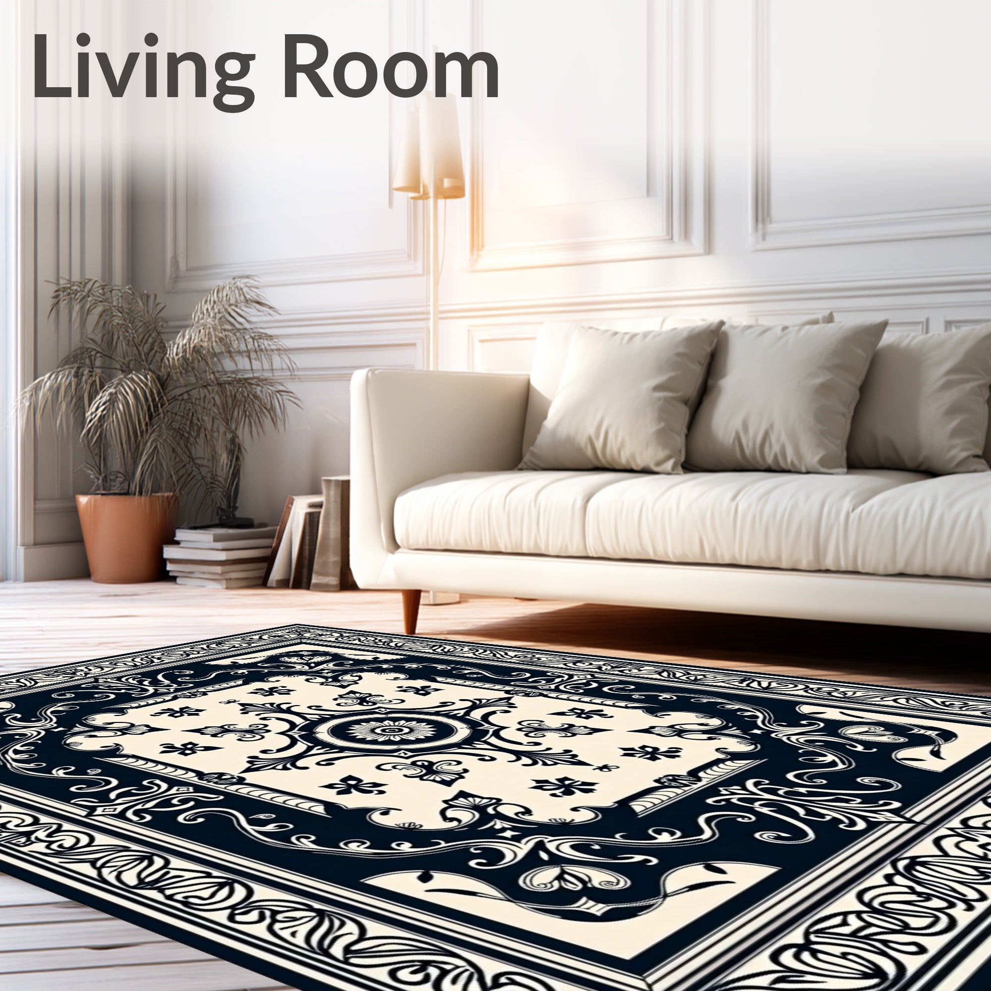 Ornate Floral Scrollwork Pattern Rug