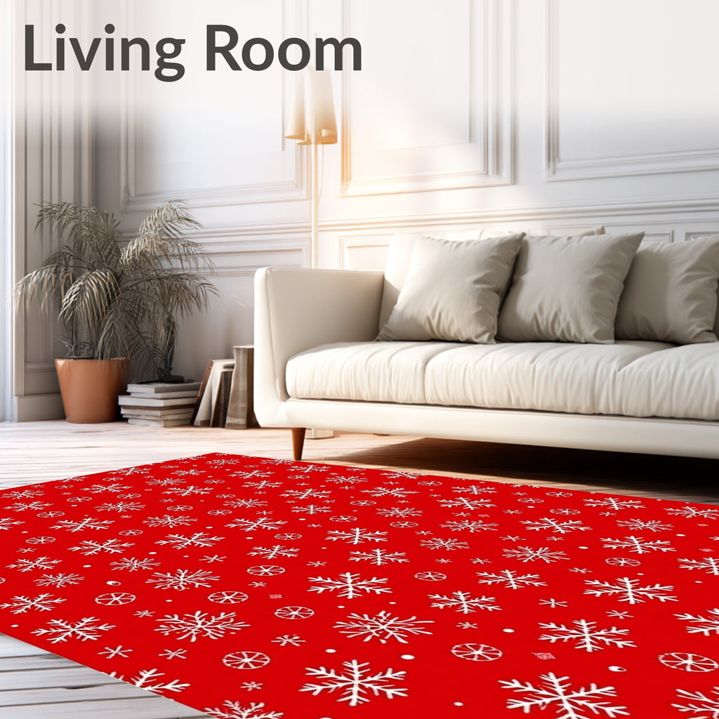 Winter Snowflake Pattern Red Rug