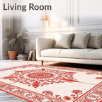 Crimson Geometric Mandala Floral Pattern Rug