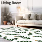 Green Leafy Branch Arrangement Rug