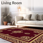 Ornate Floral Border with Center Medallion Rug