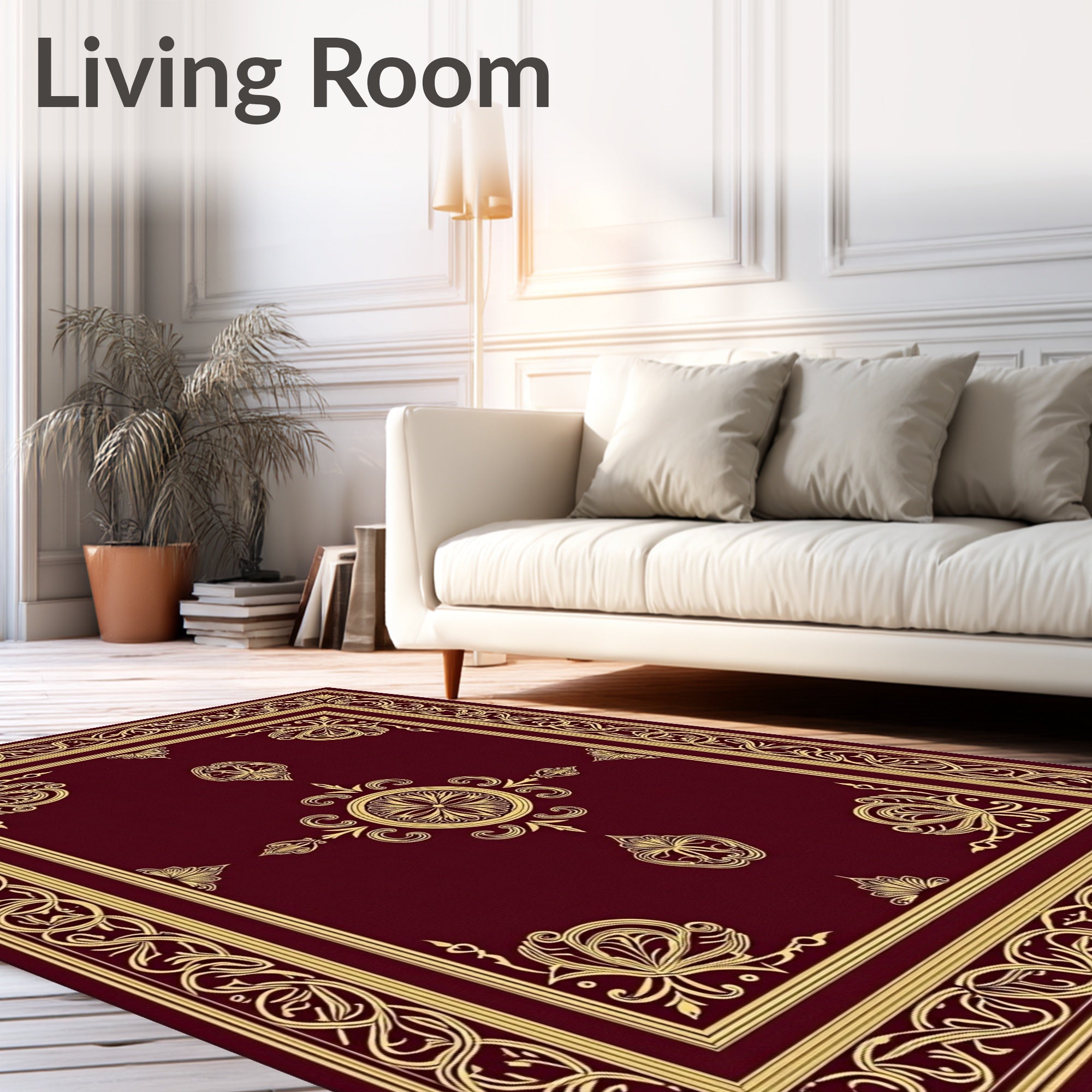 Ornate Floral Border with Center Medallion Rug