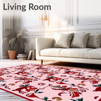 Whimsical Red Deer Floral Garden Rug