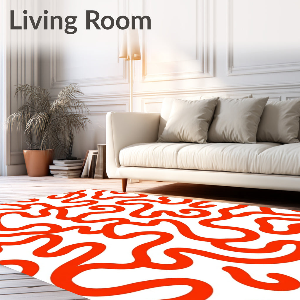Bold Orange Swirl Pattern Rug
