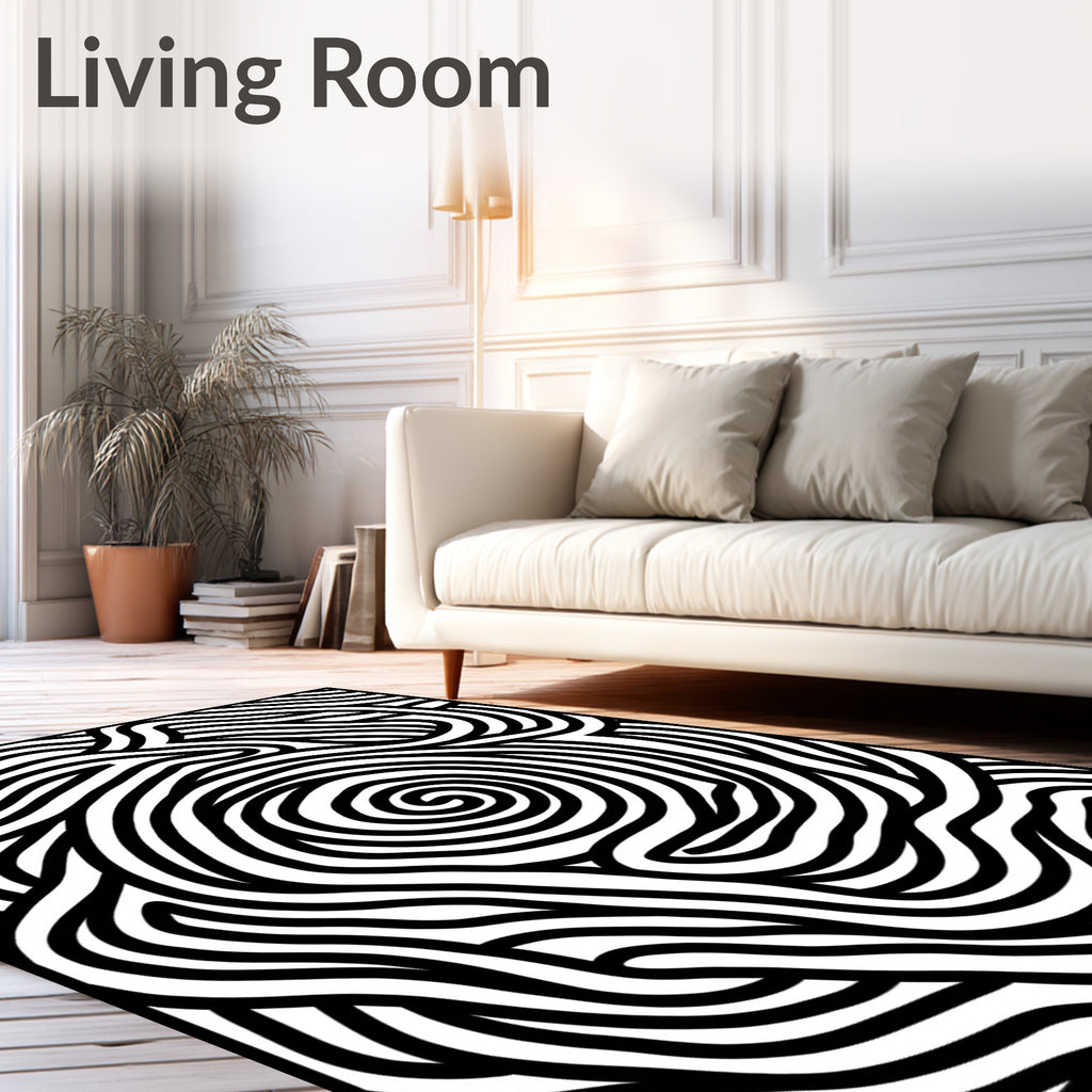 Abstract Swirl Stripe Contour Rug