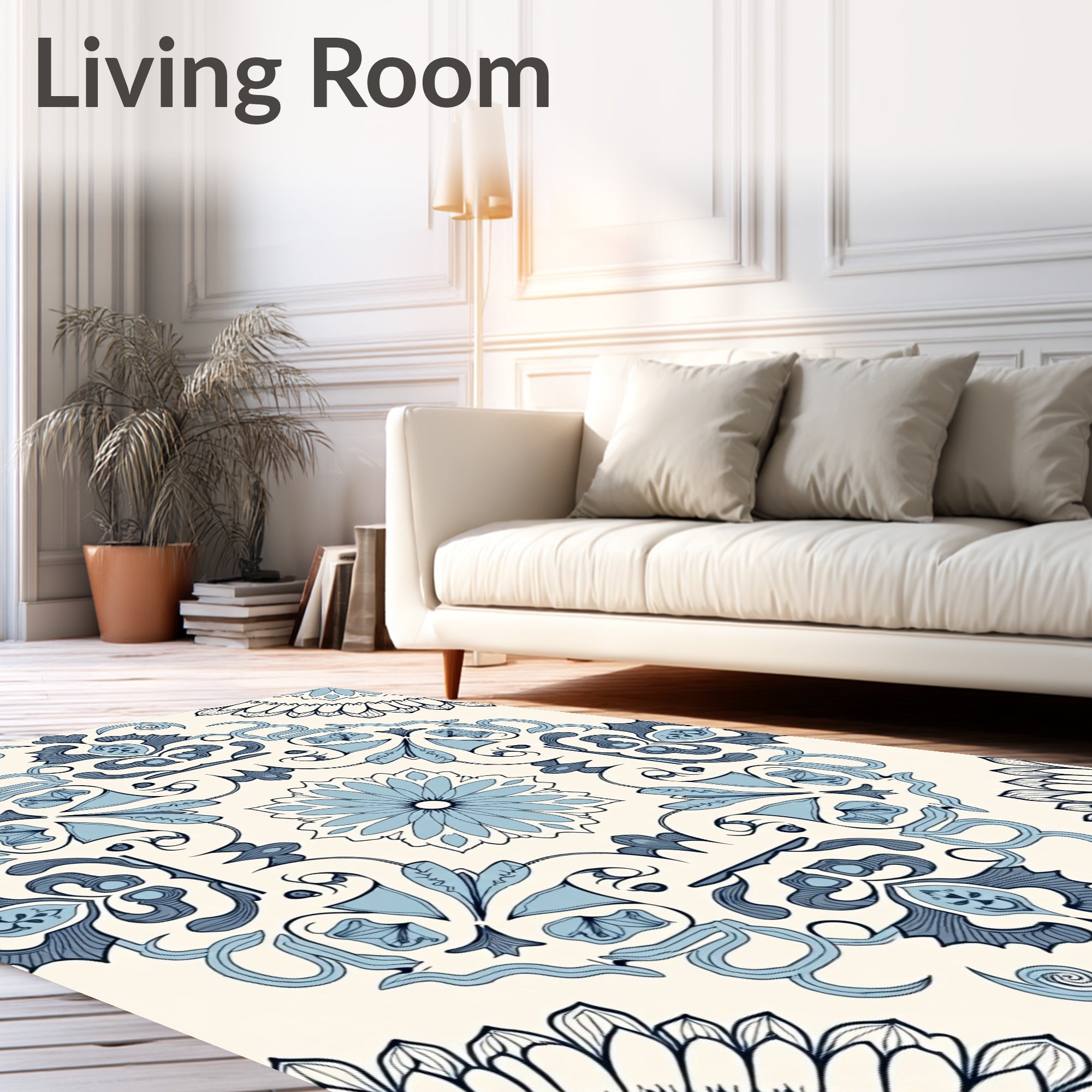 Ornate Floral Scrollwork Pattern Rug