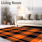 Orange Black Plaid Pattern Rug