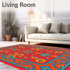 Vibrant Floral Geometric Pattern Rug