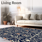 Art Nouveau Floral Dark Indigo Rug