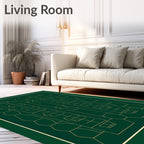 Art Deco Golden Geometric Pattern Rug