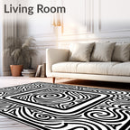 Bold Swirls Triangles Square Design Rug