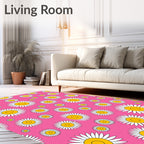 Pink Daisy Pattern Rug