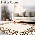Ornate Swirling Vine Border Design Rug