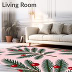 Christmas Pine and Red Berry Sprigs Rug
