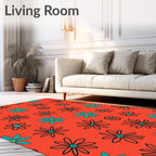 Retro Bloom Floral Pattern Rug