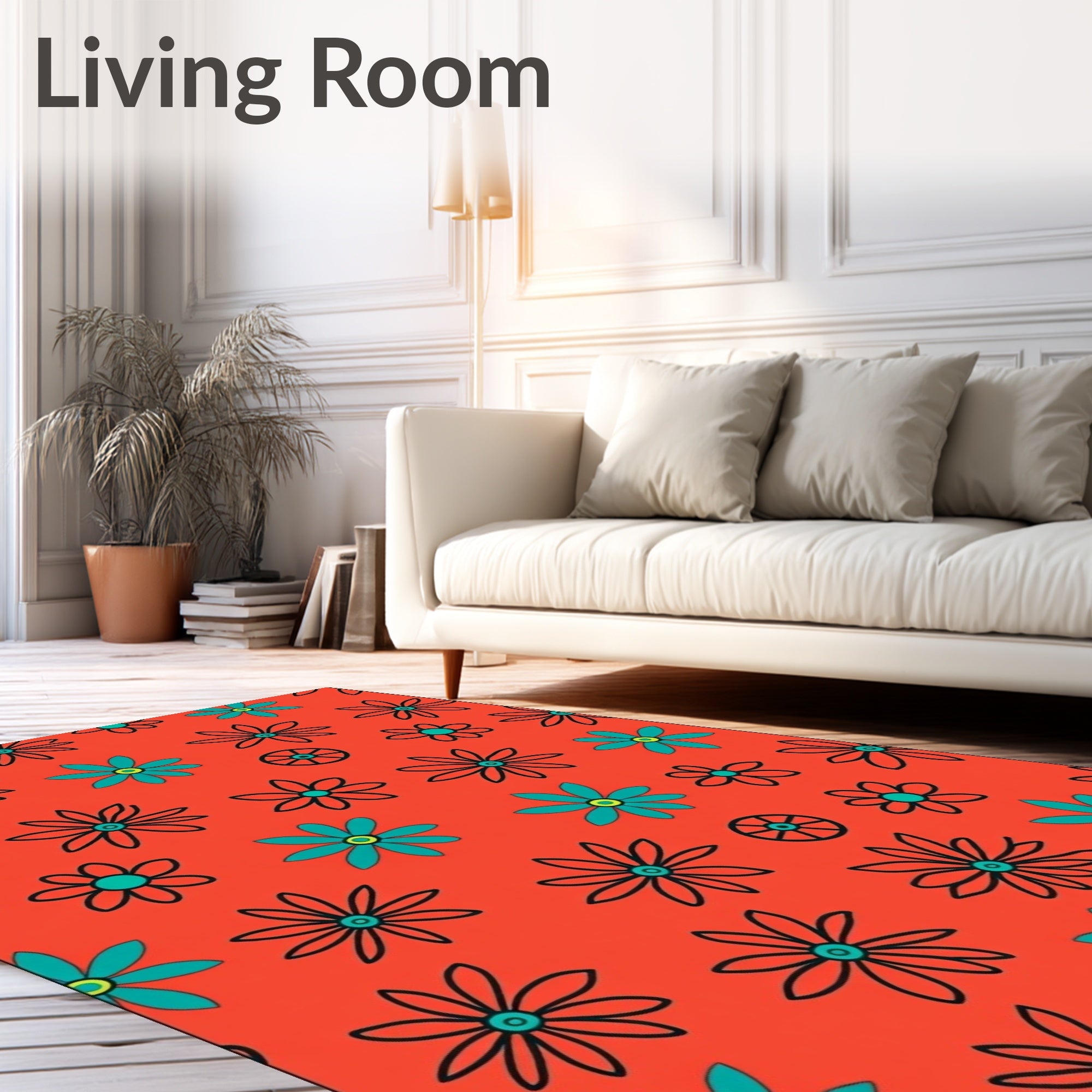 Retro Bloom Floral Pattern Rug
