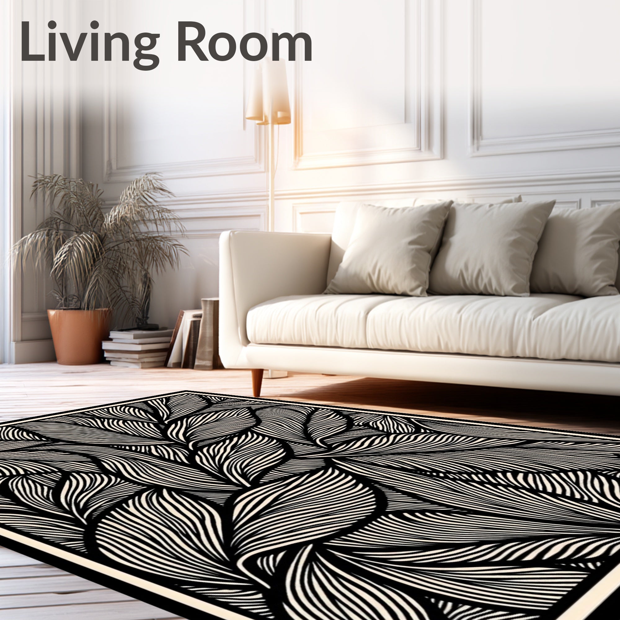 Abstract Wavy Leaf Pattern Design Rug