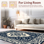 Classic Dark Blue Floral Medallion Rug