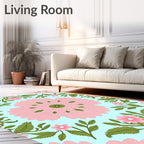 Pink Floral Branches Pattern Rug